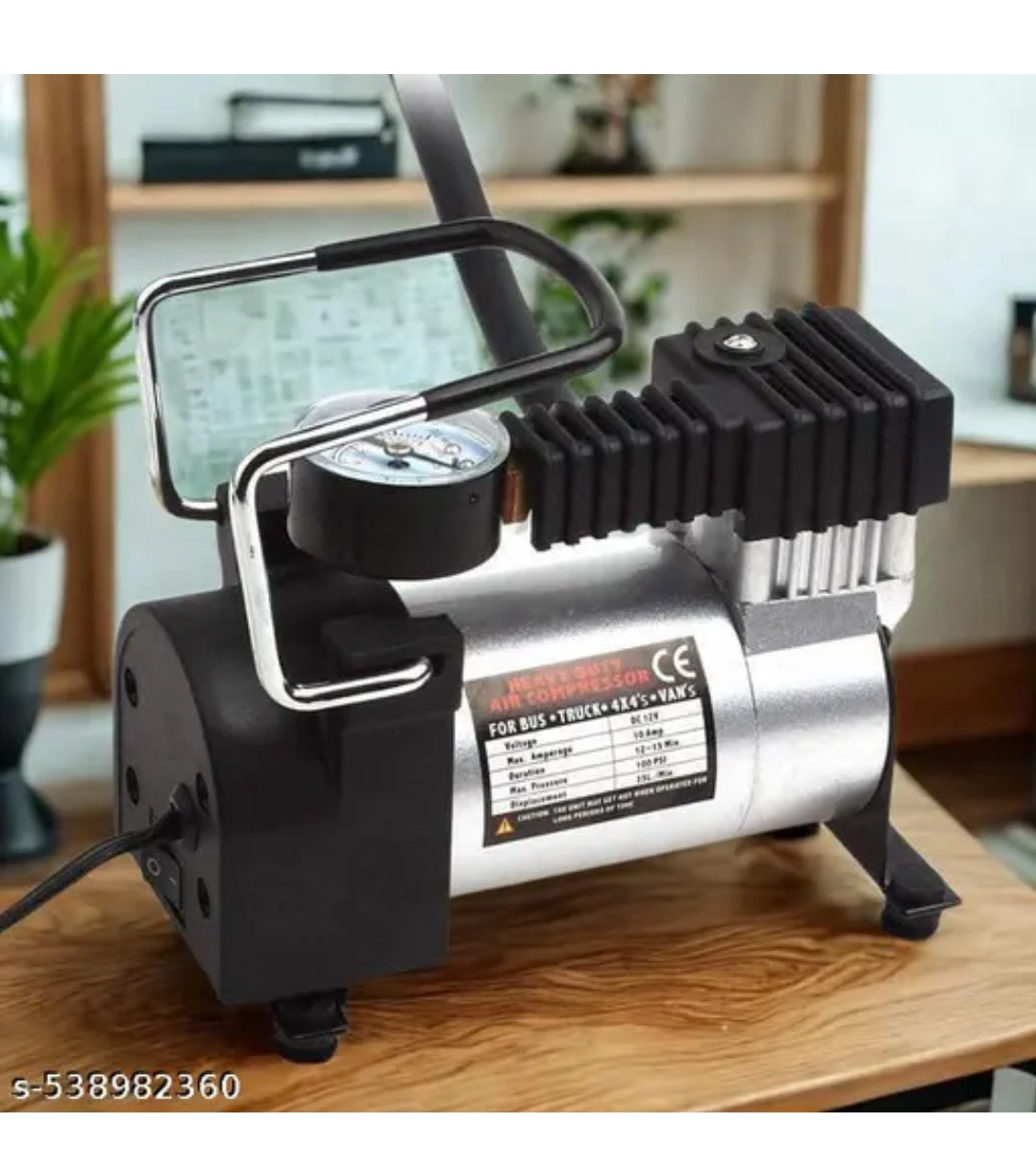 Heavy-Duty Metal Air Compressor Pump with Analog Pressure Gauge