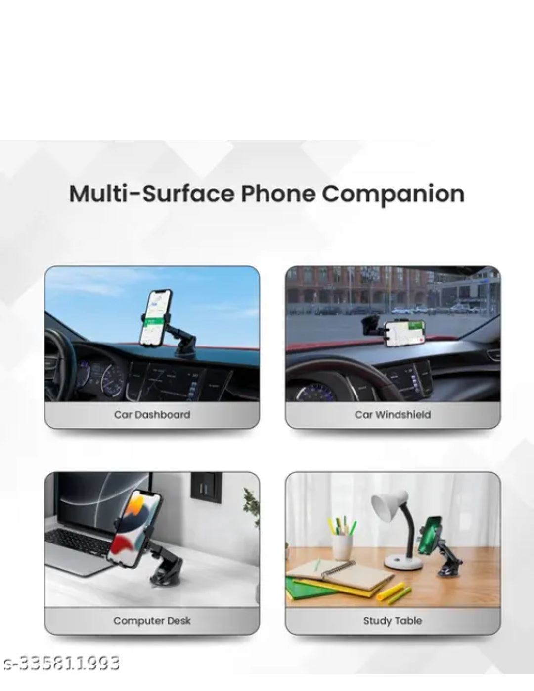 Portronics Clamp M Car Mobile Holder with Adjustable Arm & Suction Mount